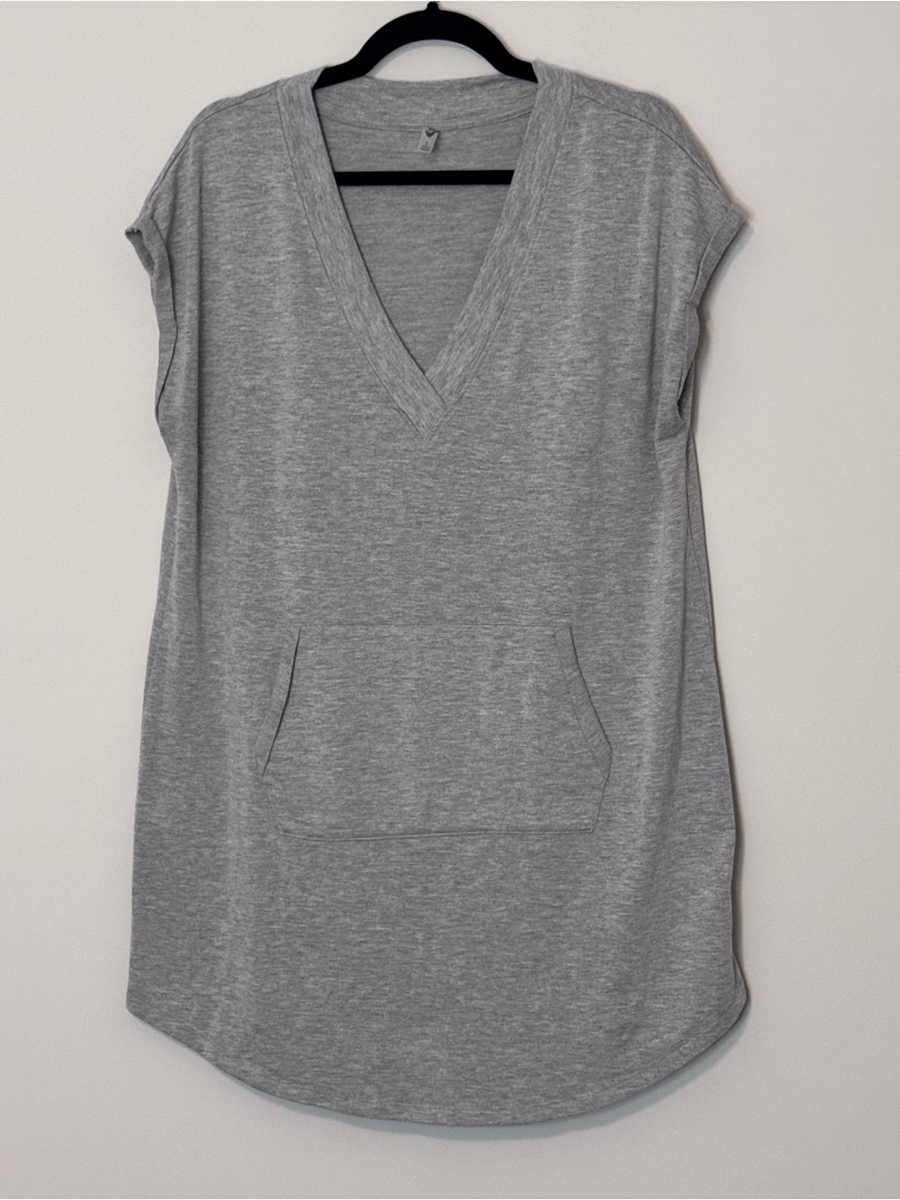MTA Sport Gray V-Neck Tunic Dress Kangaroo Pocket Women’s Large